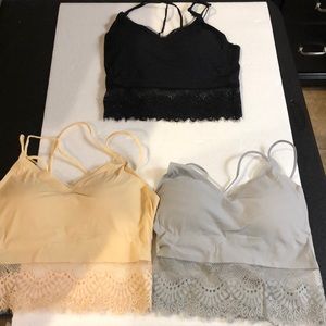 Set of 3 bralette’s with lace bottom